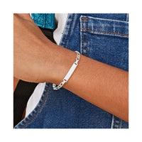 Sterling Silver Engraveable Childrens ID on Figaro Link Bracelet
