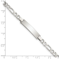 Sterling Silver Engraveable Childrens ID on Figaro Link Bracelet