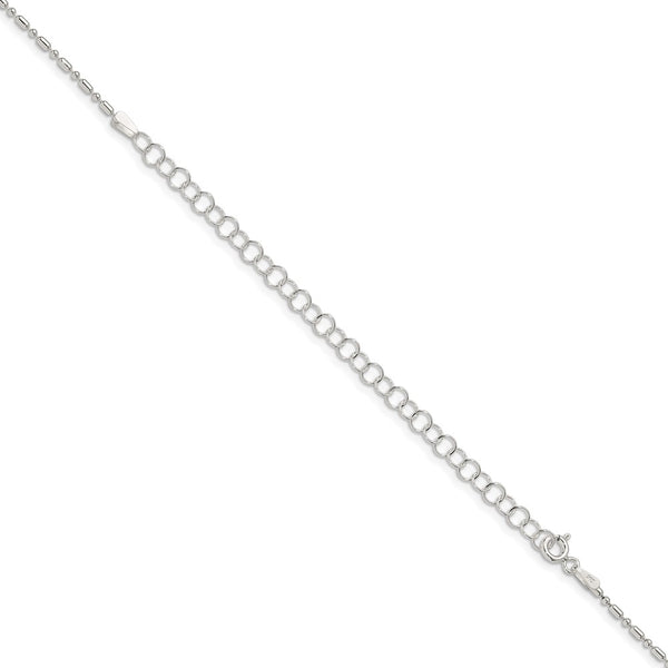 Sterling Silver 1.5mm Fancy Beaded Chain w/4in ext.