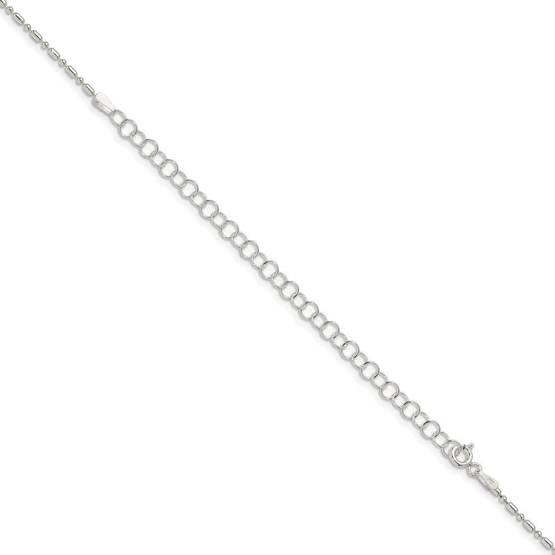 Sterling Silver 1.5mm Fancy Beaded Chain w/4in ext.