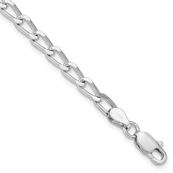 Sterling Silver Amore La Vita Rhodium-pl 4.3mm Link Chain Charm Bracelet