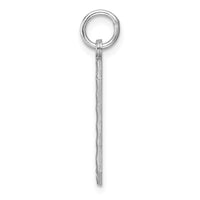 Sterling Silver Rhodium-plated Large Diamond-cut #0 Charm
