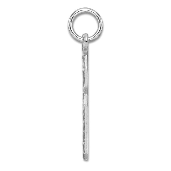 Sterling Silver Rhodium-plated Large Diamond-cut #6 Charm