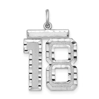 Sterling Silver Rhodium-plated Large #18 Charm