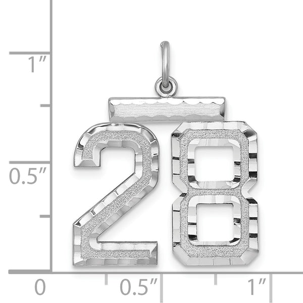 Sterling Silver Rhodium-plated Large #28 Charm