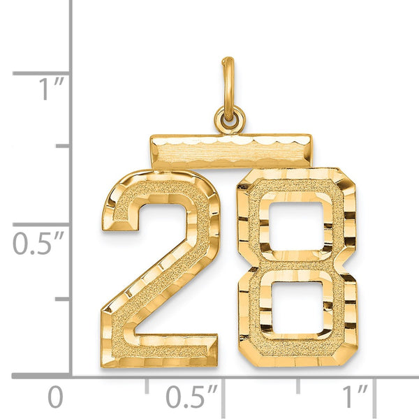 Sterling Silver Gold-plated Large Diamond-cut #28 Charm