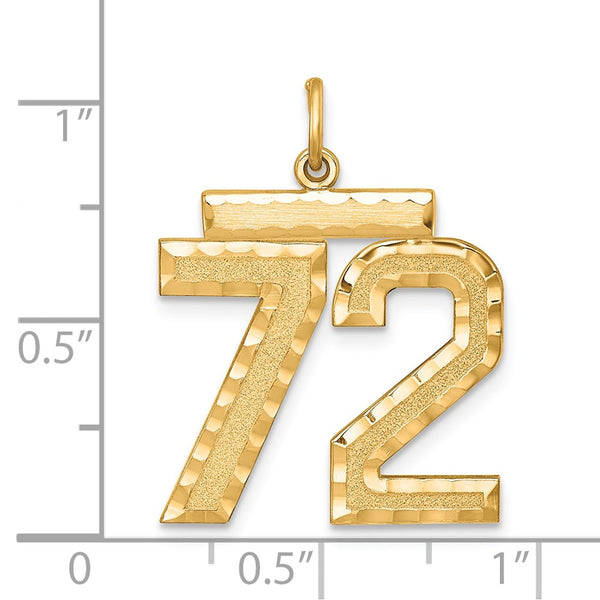 Sterling Silver Gold-plated Large Diamond-cut #72 Charm