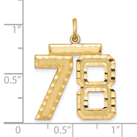 Sterling Silver Gold-plated Large Diamond-cut #78 Charm