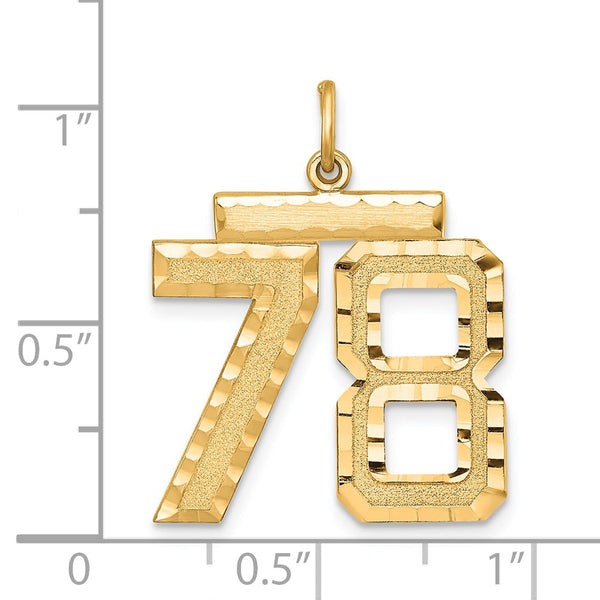 Sterling Silver Gold-plated Large Diamond-cut #78 Charm