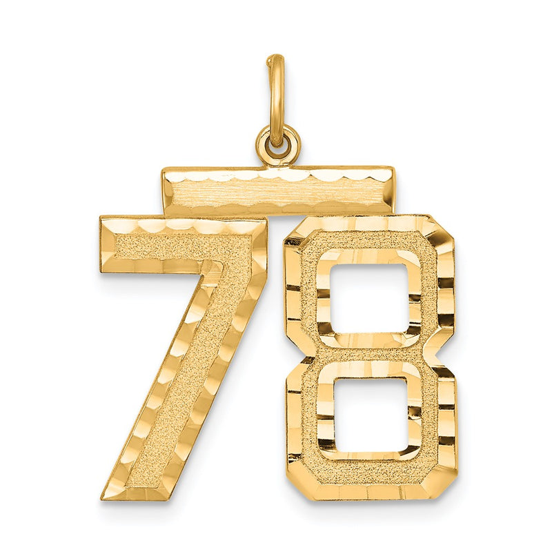 Sterling Silver Gold-plated Large Diamond-cut #78 Charm