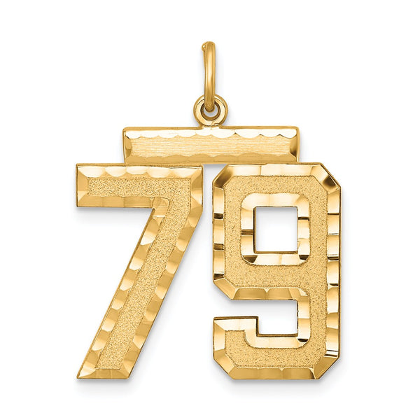 Sterling Silver Gold-plated Large Diamond-cut #79 Charm