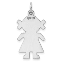 Sterling Silver Rhod-plated Eng. Girl Polished Front/Back Disc Charm