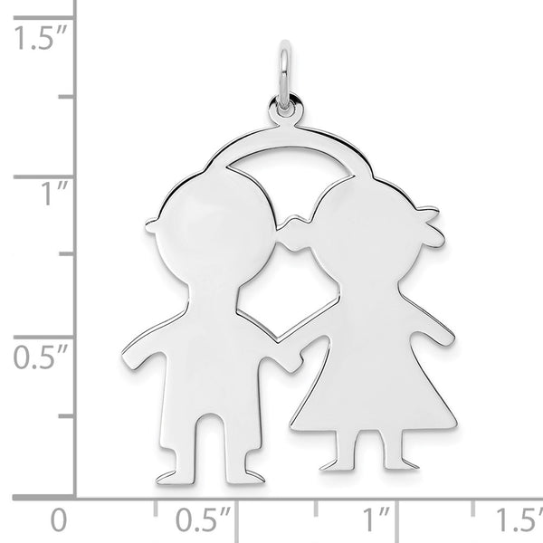 SSilver Rh-plt Engravable Boy/Girl Polished Front/Satin Back Disc Charm