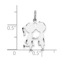 SSilver Rh-plt Engravable Boy/Girl Polished Front/Satin Back Disc Charm