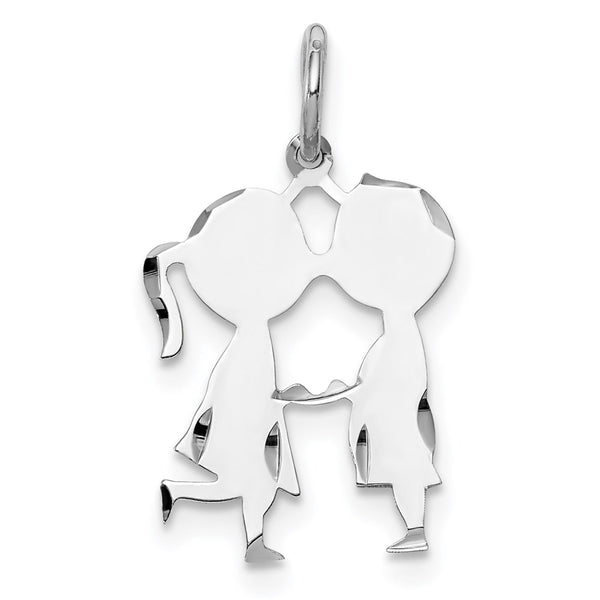 SSilver Rh-plt Engravable Boy/Girl Polished Front/Satin Back Disc Charm