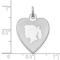 Sterling Silver Rhodium-plated Engravable Girl Disc Charm