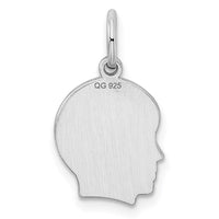 SSilver Rh-plt Engravable Boy Polished Front/Satin Back Disc Charm