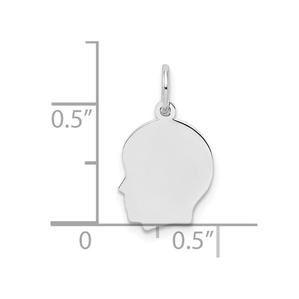 Sterling Silver Rh-plt Engravable Boy Disc Charm Polish on Front/Back