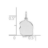 SSilver Rh-plt Engravable Girl Polished Front/Satin Back Disc Charm
