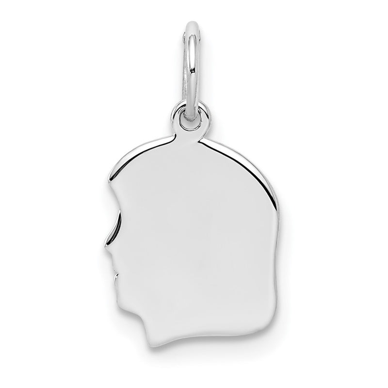 SSilver Rh-plt Engravable Girl Polished Front/Satin Back Disc Charm