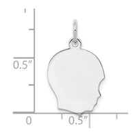 SSilver Rh-plt Engravable Boy Polished Front/Satin Back Disc Charm