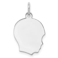 SSilver Rh-plt Engravable Boy Polished Front/Satin Back Disc Charm