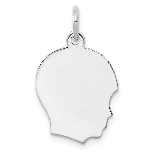 SSilver Rh-plt Engravable Boy Polished Front/Satin Back Disc Charm