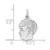 SSilver Rh-plt Engravable Boy Polished Front/Satin Back Disc Charm
