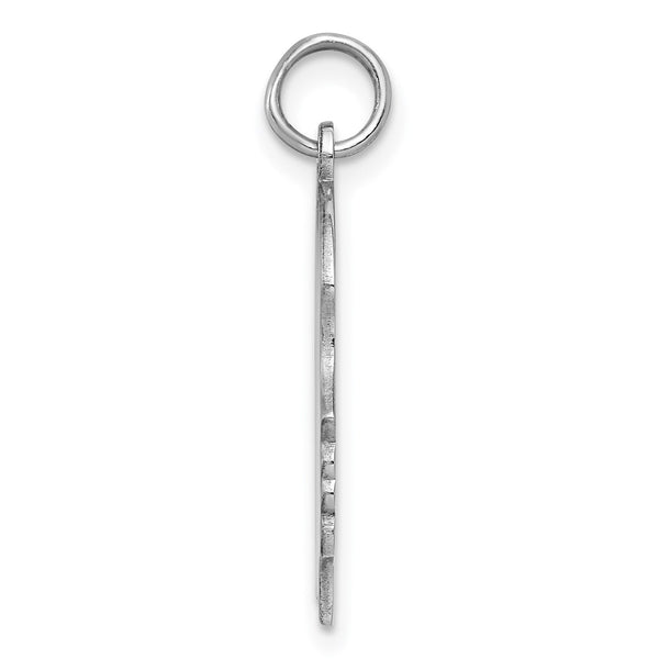 Sterling Silver Rhod-plate Eng. Girl Disc Charm Polish on Front/Back