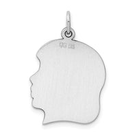 SSilver Rh-plt Engravable Girl Polished Front/Satin Back Disc Charm
