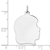 SSilver Rh-plt Engravable Girl Polished Front/Satin Back Disc Charm