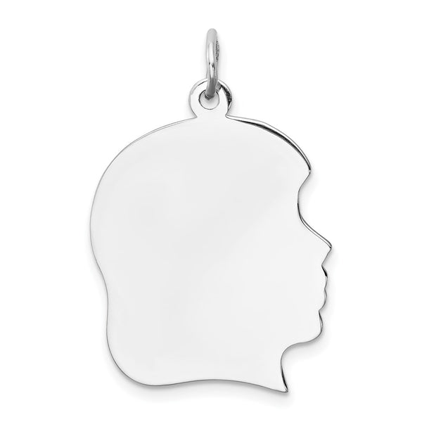 SSilver Rh-plt Engravable Girl Polished Front/Satin Back Disc Charm