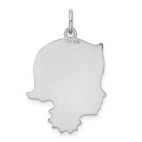 SSilver Rh-plt Engravable Girl Polished Front/Satin Back Disc Charm