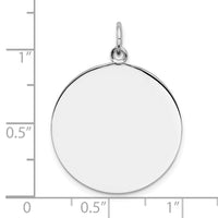 SS Rh-plt Engraveable Round Polished Front/Satin Back Disc Charm