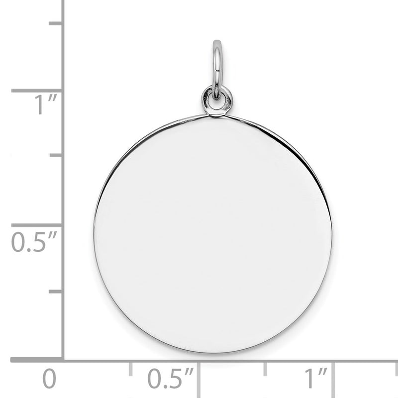 Sterling Silver Rh-plt Engraveable Round Polished Front/Back Disc Charm