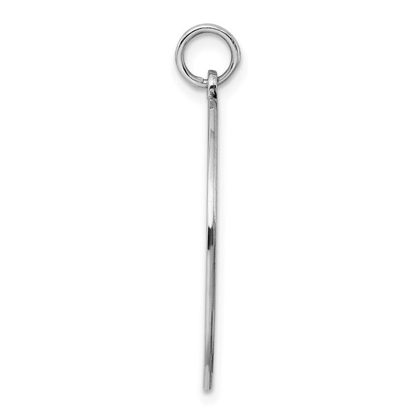 Sterling Silver Rhod-plated Eng. Rnd Polish Front/Satin Back Disc Charm