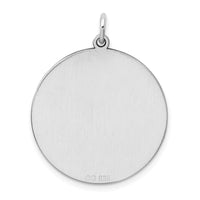 Sterling Silver Rhod-plated Eng. Rnd Polish Front/Satin Back Disc Charm