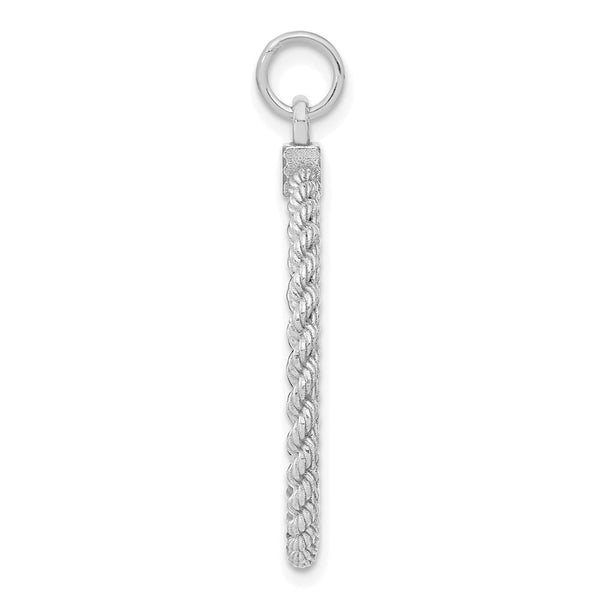 SS Rh-plt Engraveable Round with Rope Polished Front/Satin Back Disc