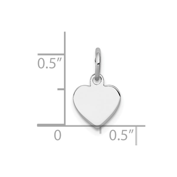 SS Rh-plt Engraveable Heart Polished Front/Satin Back Disc Charm