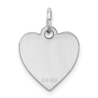 SS Rh-plt Engraveable Heart Polished Front/Satin Back Disc Charm