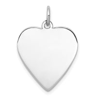 Sterling Silver Rhod-plated Eng. Heart Polish Front/Satin Back Disc Charm