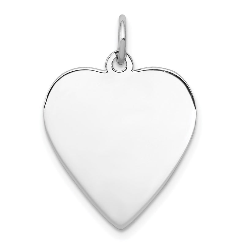 Sterling Silver Rhod-plated Eng. Heart Polish Front/Satin Back Disc Charm