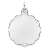 Sterling Silver Rh-plt Engraveable Polished Front/Satin Back Disc Charm