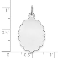 Sterling Silver Rh-plt Engraveable Polished Front/Satin Back Disc Charm