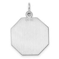 SS Rh-plt Engraveable Octagon Polished Front/Satin Back Disc Charm