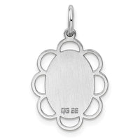 Sterling Silver Rh-plt Engraveable Polished Front/Satin Back Disc Charm