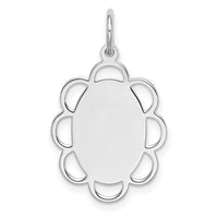 Sterling Silver Rh-plt Engraveable Polished Front/Satin Back Disc Charm
