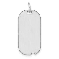 SSilver Rh-plt Engravable Dog Tag Polished Front/Satin Back Disc Charm