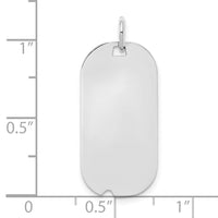 SSilver Rh-plt Engravable Dog Tag Polished Front/Satin Back Disc Charm