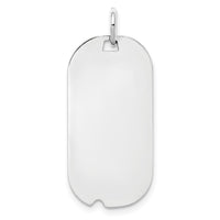 SSilver Rh-plt Engravable Dog Tag Polished Front/Satin Back Disc Charm